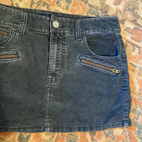 Y2K Charcoal Black Corduroy Mini Skirt - Picture 4 of 11